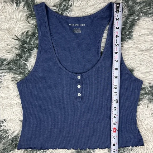 American Eagle Women's Henley True Tank Blue Size XLarge Cropped - Picture 3 of 8